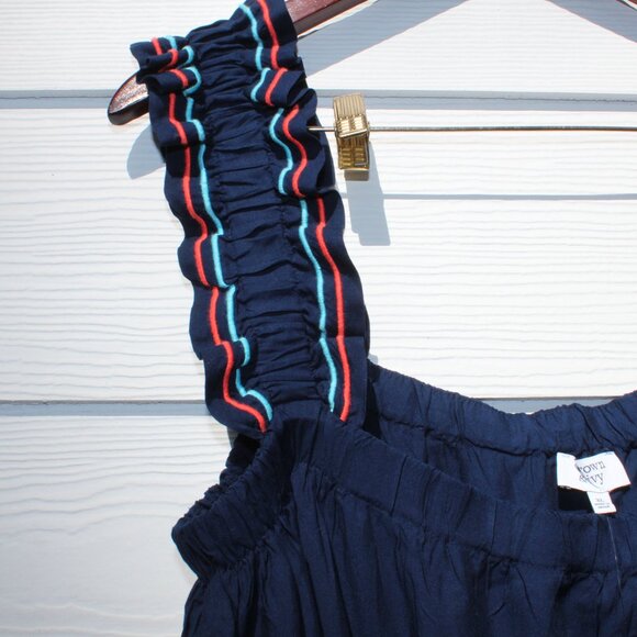 NWT Crown & Ivy Harbor Navy Rayon Sleeveless Ruffle Top XL - Picture 5 of 9